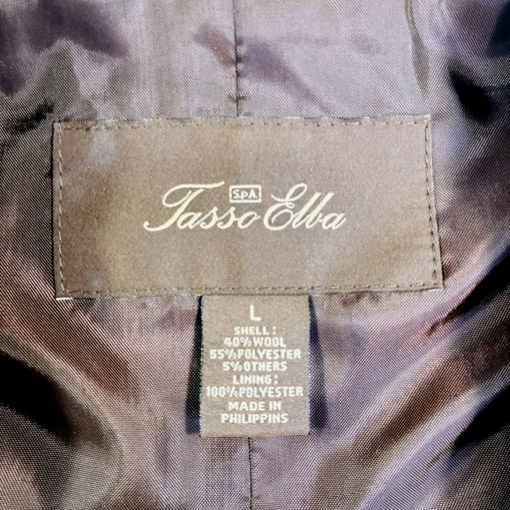 Tasso Elba Mens Brown Wool Blend Tweed Vest Large Notched Lapel Cinch Back L - Picture 3 of 8